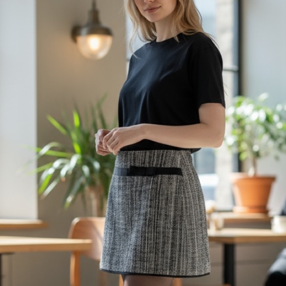Symmetry Tweed Mini Skirt Sapphire Black Gray Mini Skirt NWT